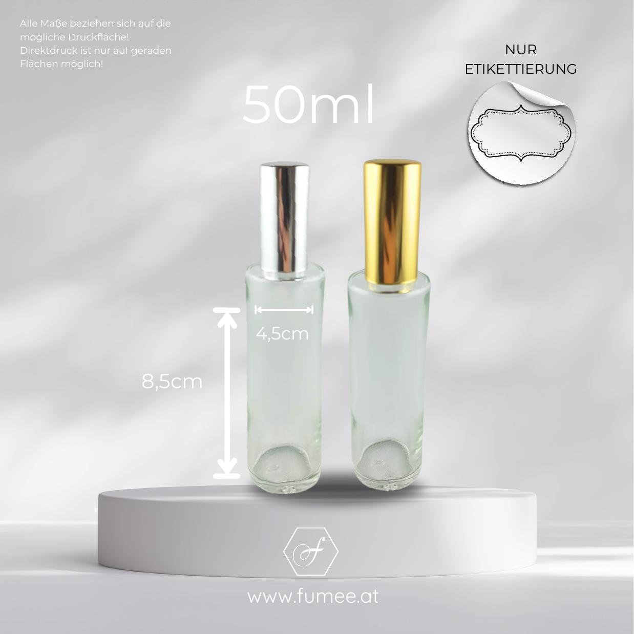 Slim Round Parfum-Flacon 50 ml – Druckfläche 8,5 × 4,5 cm