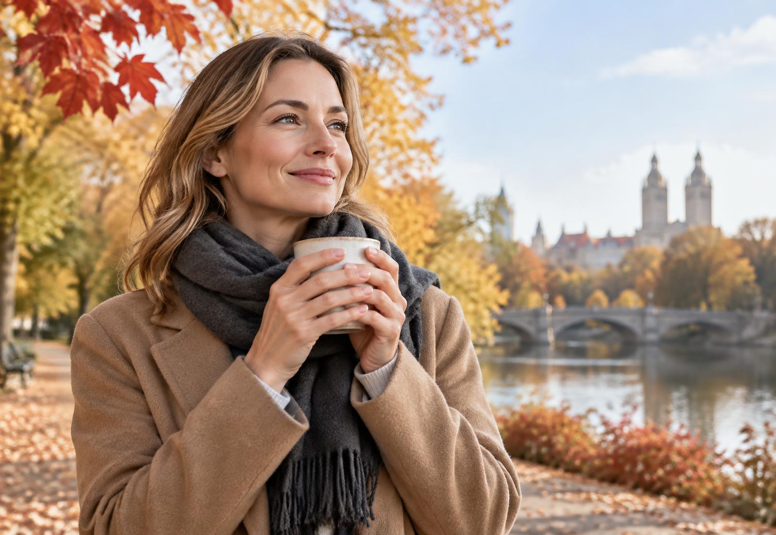 Bewusster Herbstmoment an einem klaren Morgen