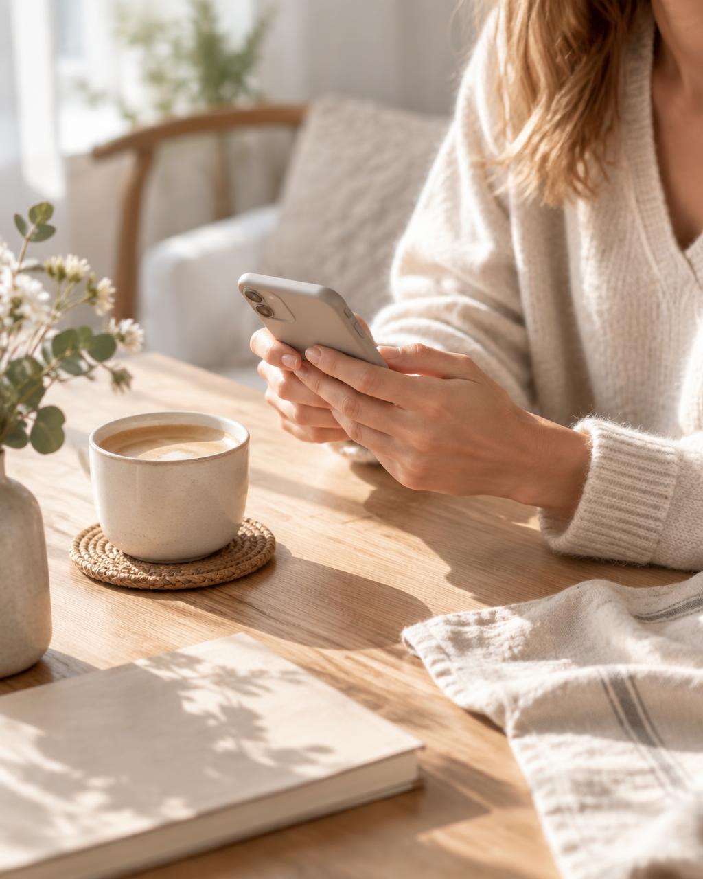 Entspannt starten – mit Smartphone und Kaffee